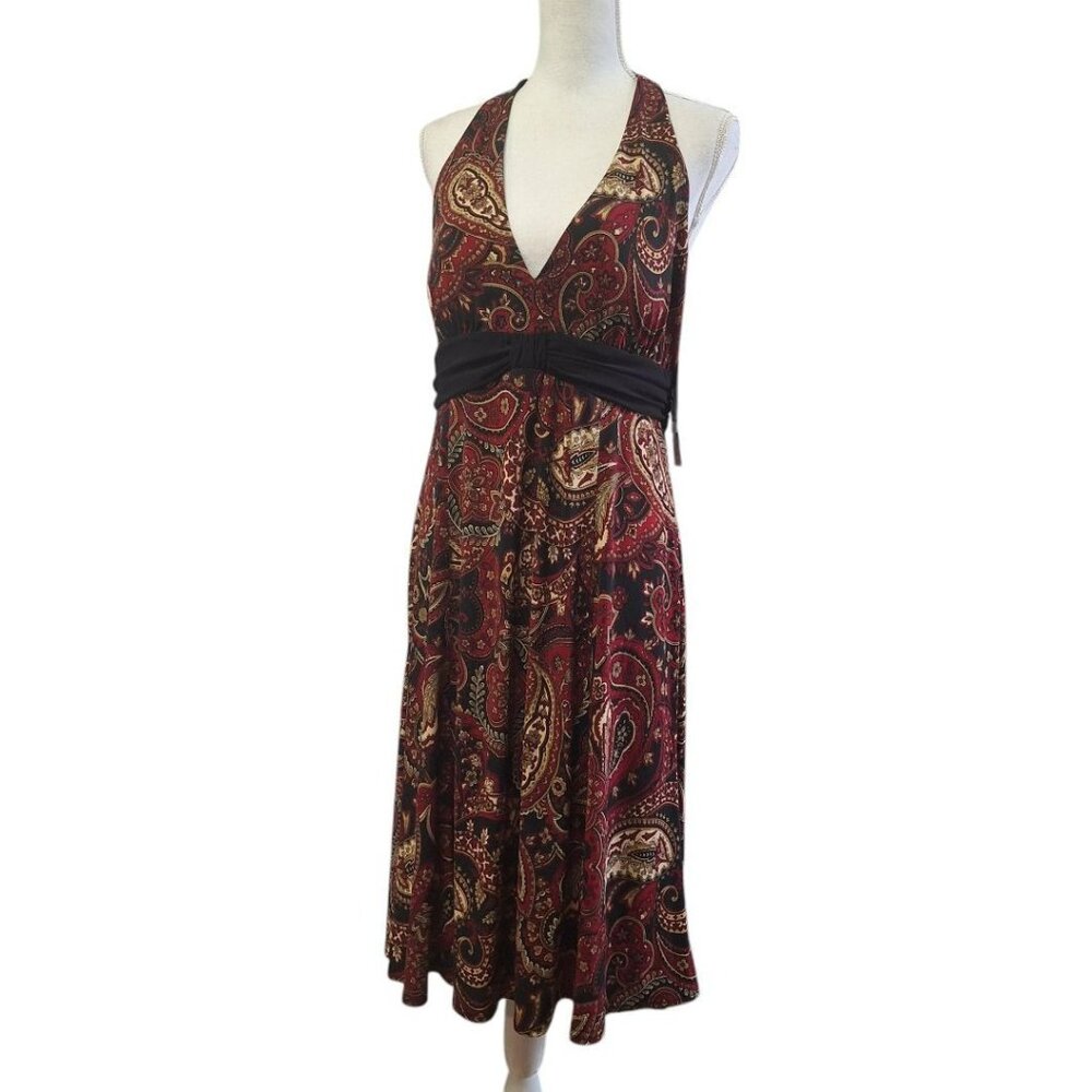 R &‎ K Originals Dress Halter Stretch Waist Paisley Womens 14 With Tags